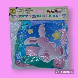 Vintage Barney for Baby Happy Birthday Banner Y2K